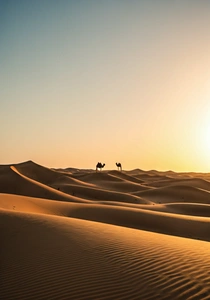 Sand dunes in Liwa Desert at sunset